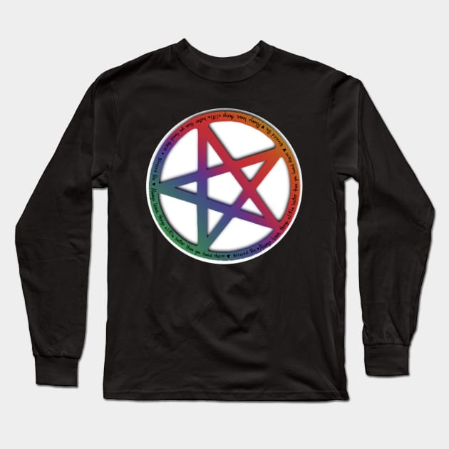 Rainbow pentagram blessed be, so mot it be Long Sleeve T-Shirt by stickypixie